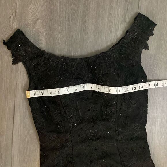 Mon Cheri Black Sparkle Evening Gown Prom Dress Mermaid Skirt with Train Size 4 - Picture 14 of 16